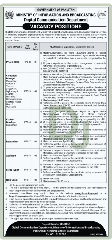 Ministry of Information And Broadcasting MOIB Job