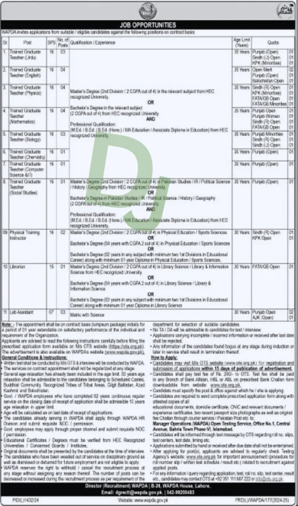 Latest WAPDA Jobs 2024