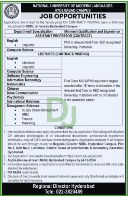 Hyderabad Numl Jobs Advertisement