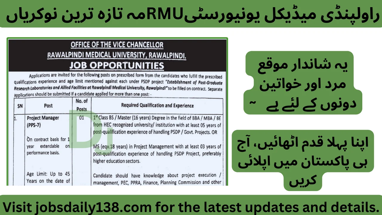 Rawalpindi Medical University RMU Jobs 2025