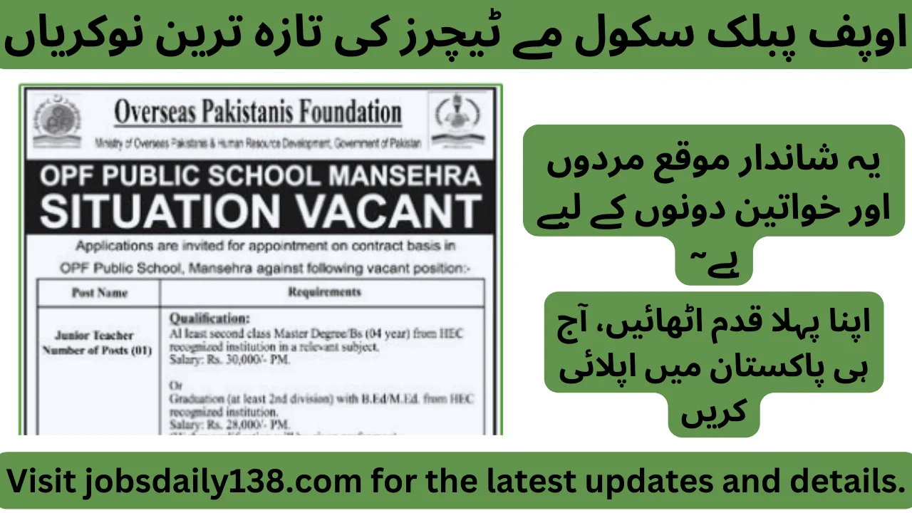 OPF Public School Mansehra Teachers jobs 2024